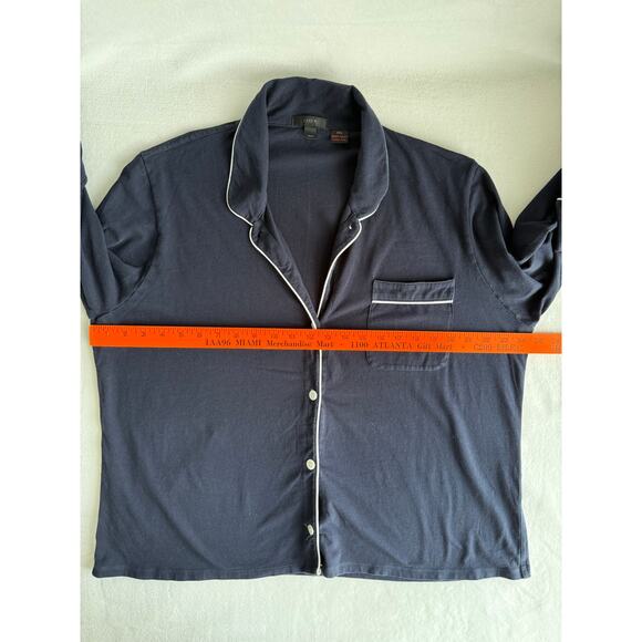 J Crew Women’s Navy Short Pajama Set Long Sleeves XXL Lounge Sleep Wear Cotton - Picture 6 of 13